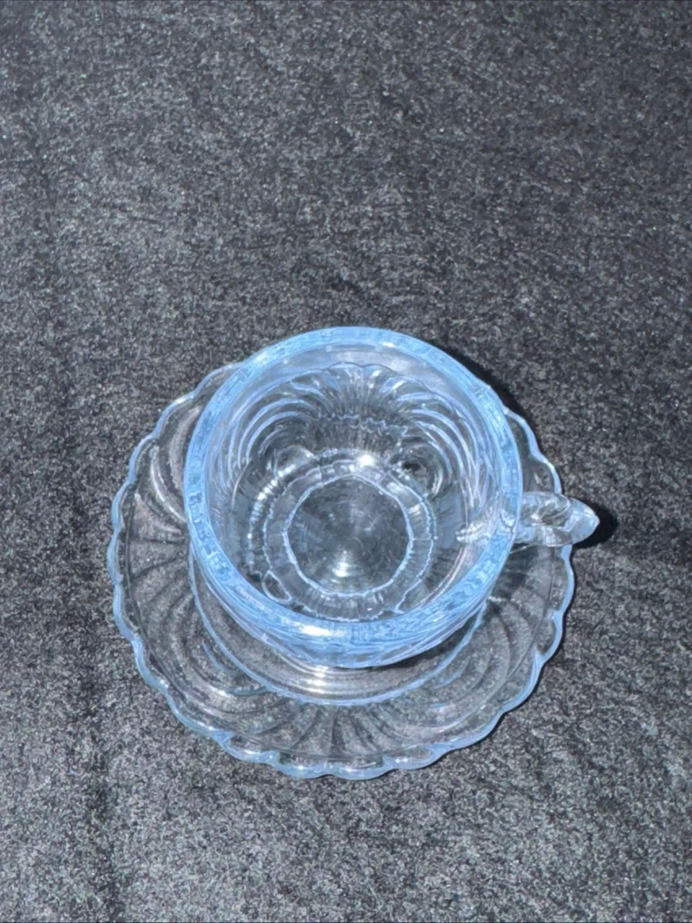 Cambridge Caprice Blue Cup & Saucer Set Depression Glass Vintage